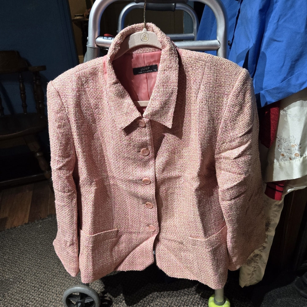 JUMP Pink Tweed Women's Button-Front Jacket